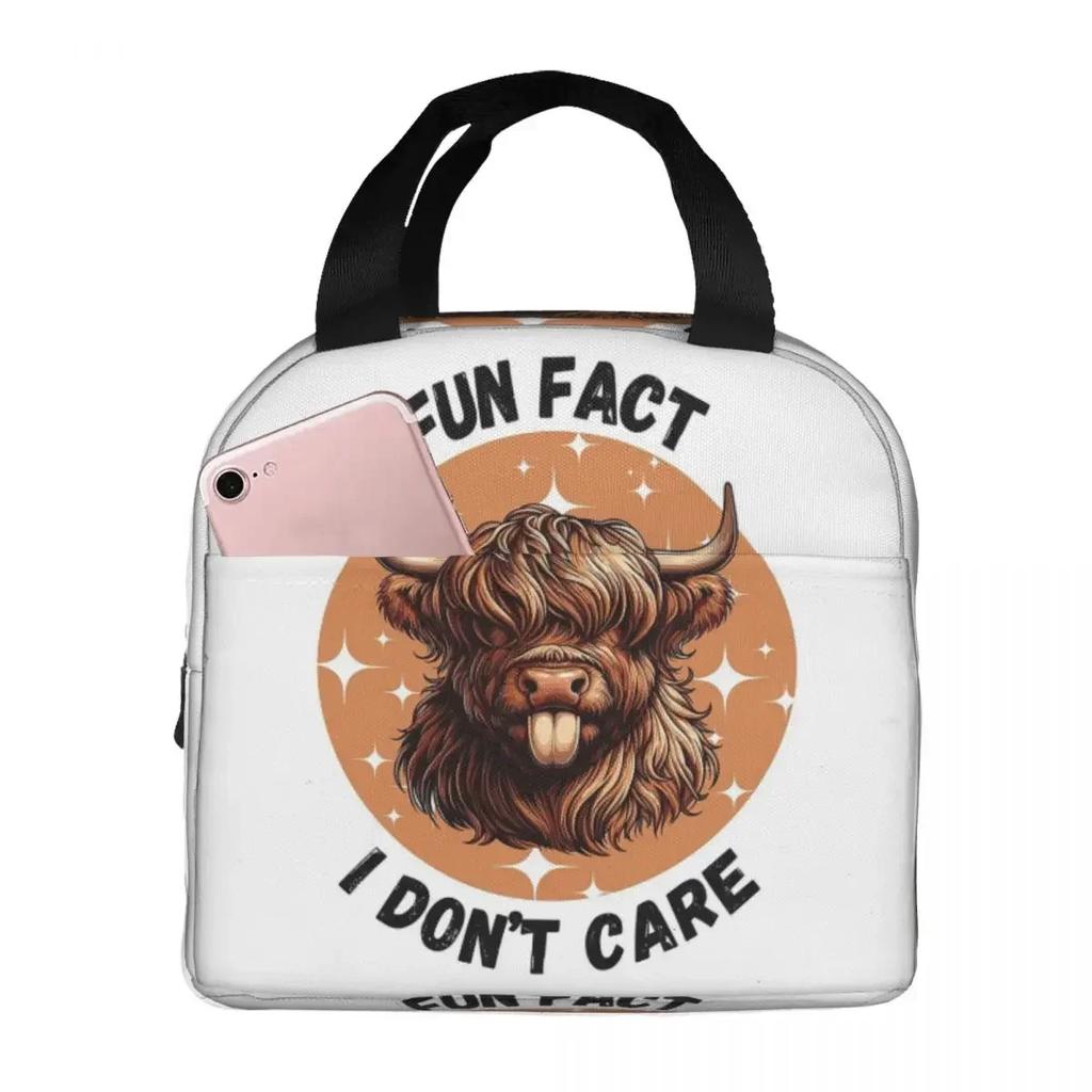 Funny Highland Cow Insulated Lunch Bag for Women Kids Portable Food Boxes Thermal Lunch Box Tote