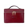 PU Makeup Bag Women Waterproof Durable Storage Organizer With Stitched Seam Square Design