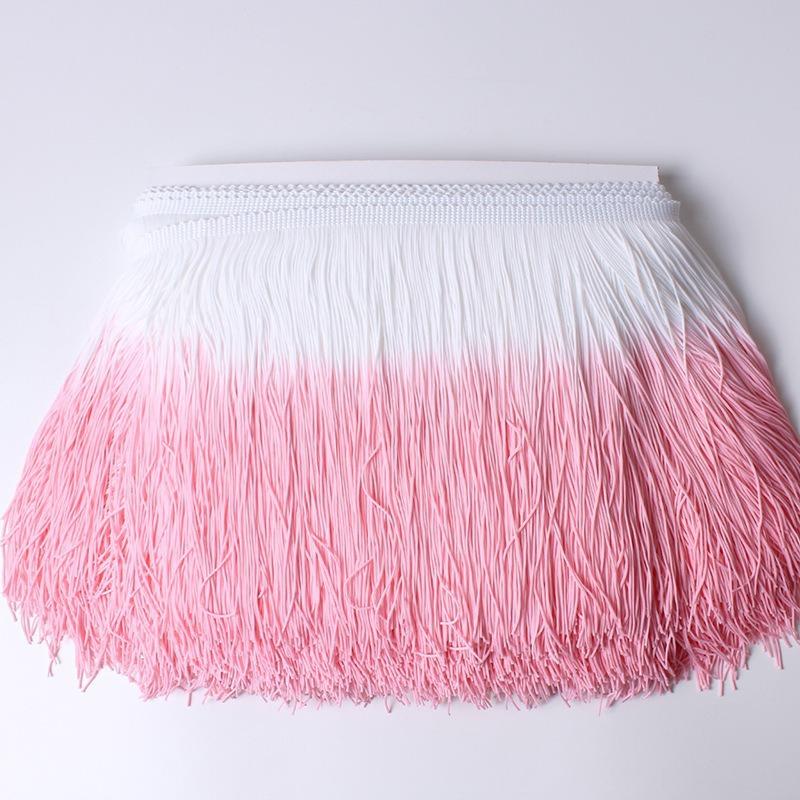20Cm Gradual Change Color Nylon Row Beard Latin Dance Fringe Clothing Accessories Shape Vertical Row Beard Fringe Lace