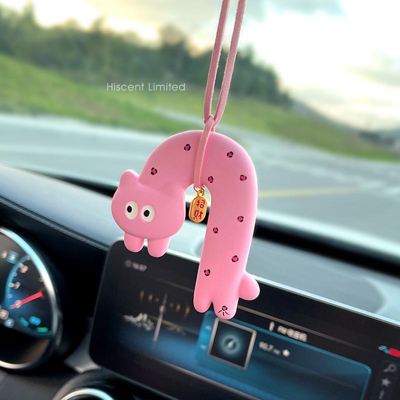 Cute Cartoon Cat Design Car Air Freshener Rearview Mirror Pendant Creative Decoration for Girls' Interior Cono Aroma