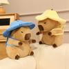 Flower Hat Capybara Soft Guinea Pig Carrying Backpack Doll Stuffed Comfort Pillow Kawaii Room Decor Birthday Gifts