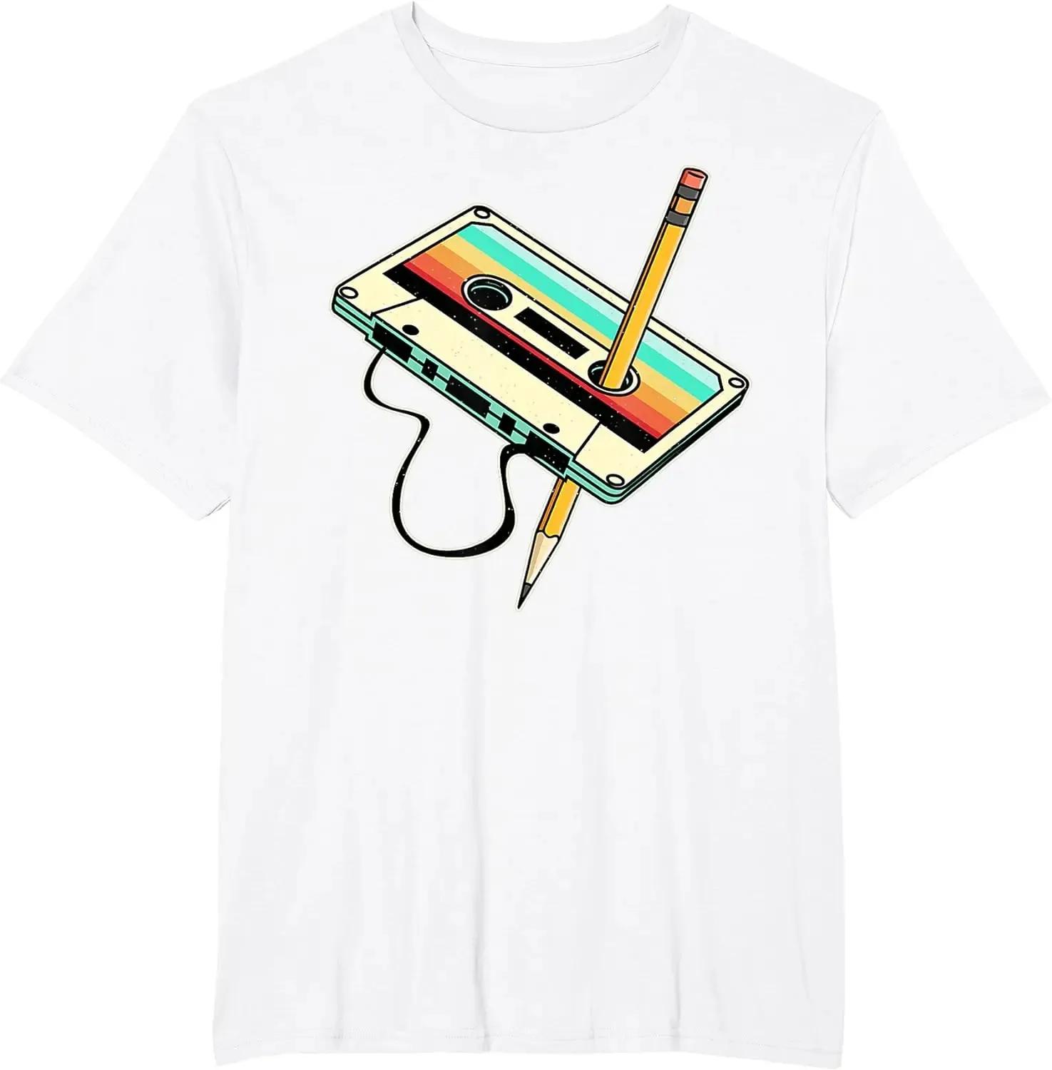 

80s Cassette Pencil 80s Retro Throwback Music T-shirt Women s Clothing Retro Tshirt Camisetas Unisex T-Shirt 4XL