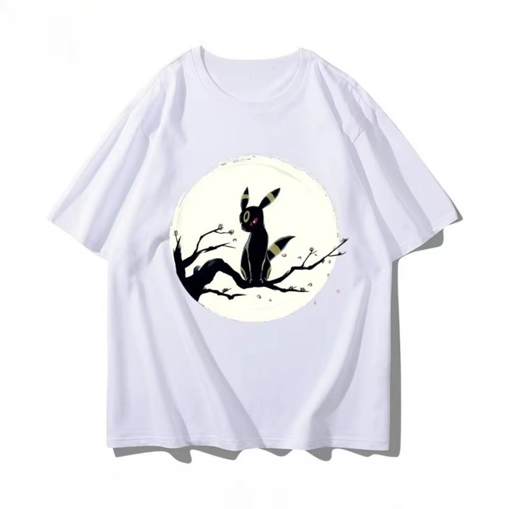 Men's New Umbreon Animation Creative Printed T-Shirt Men's and Women's Summer New Trend Loose Casual Short Sleeve Top