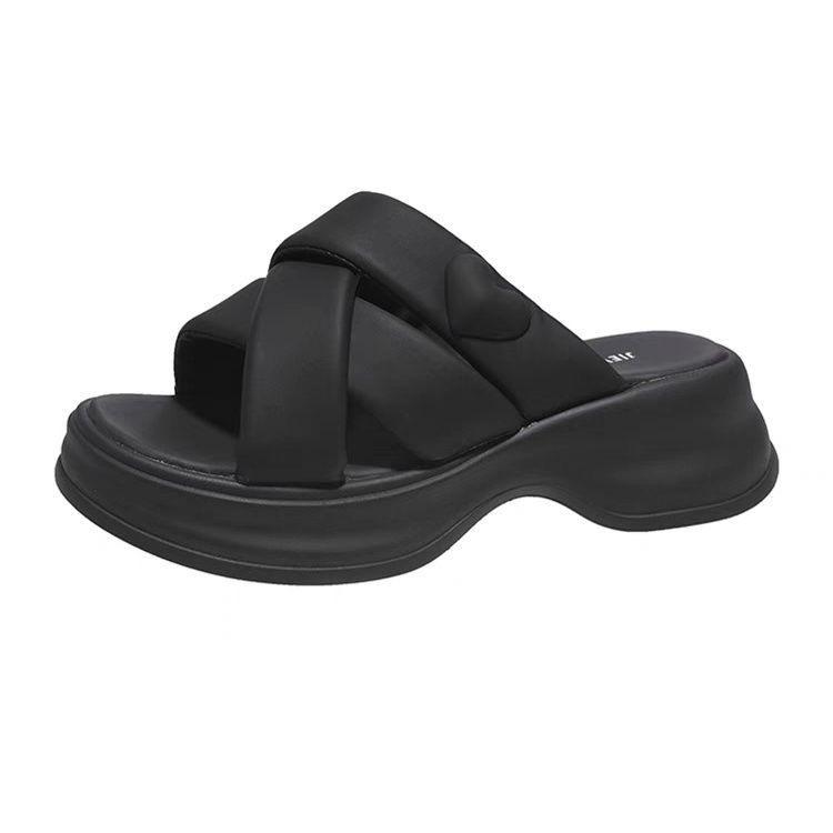 Thick-soled Slippers Women's Outer Wear 2025 Summer New Fashion Versatile One-word Slippers Women's Non-slip Casual Cool Slippers