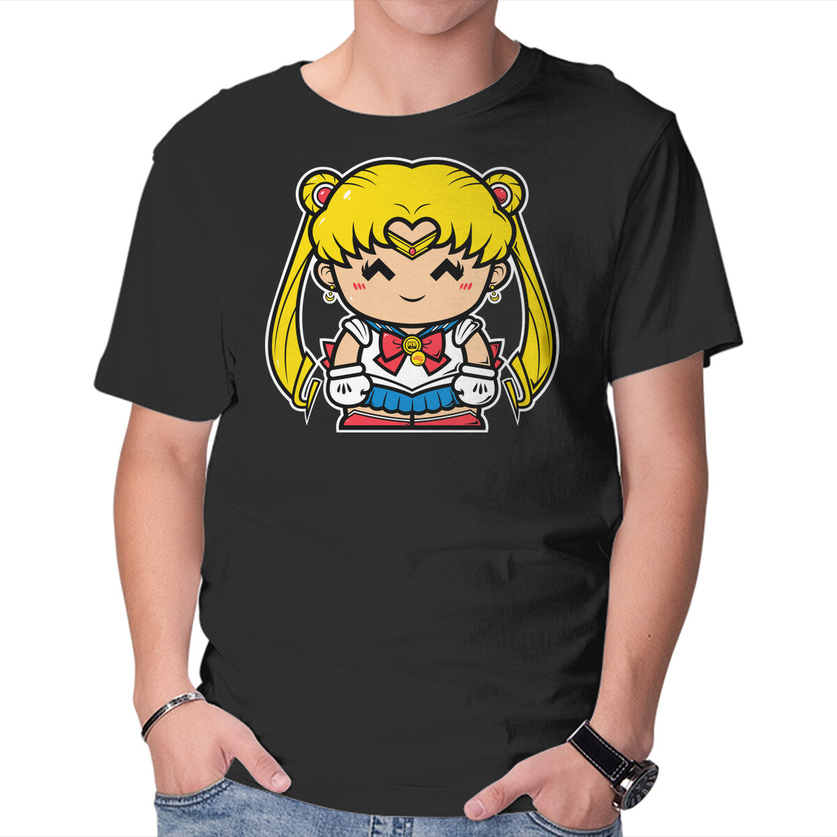 Unisex Crew Neck T-Shirt Just Smol Ms Usagi Graphic Short Sleeve Casual Tee S