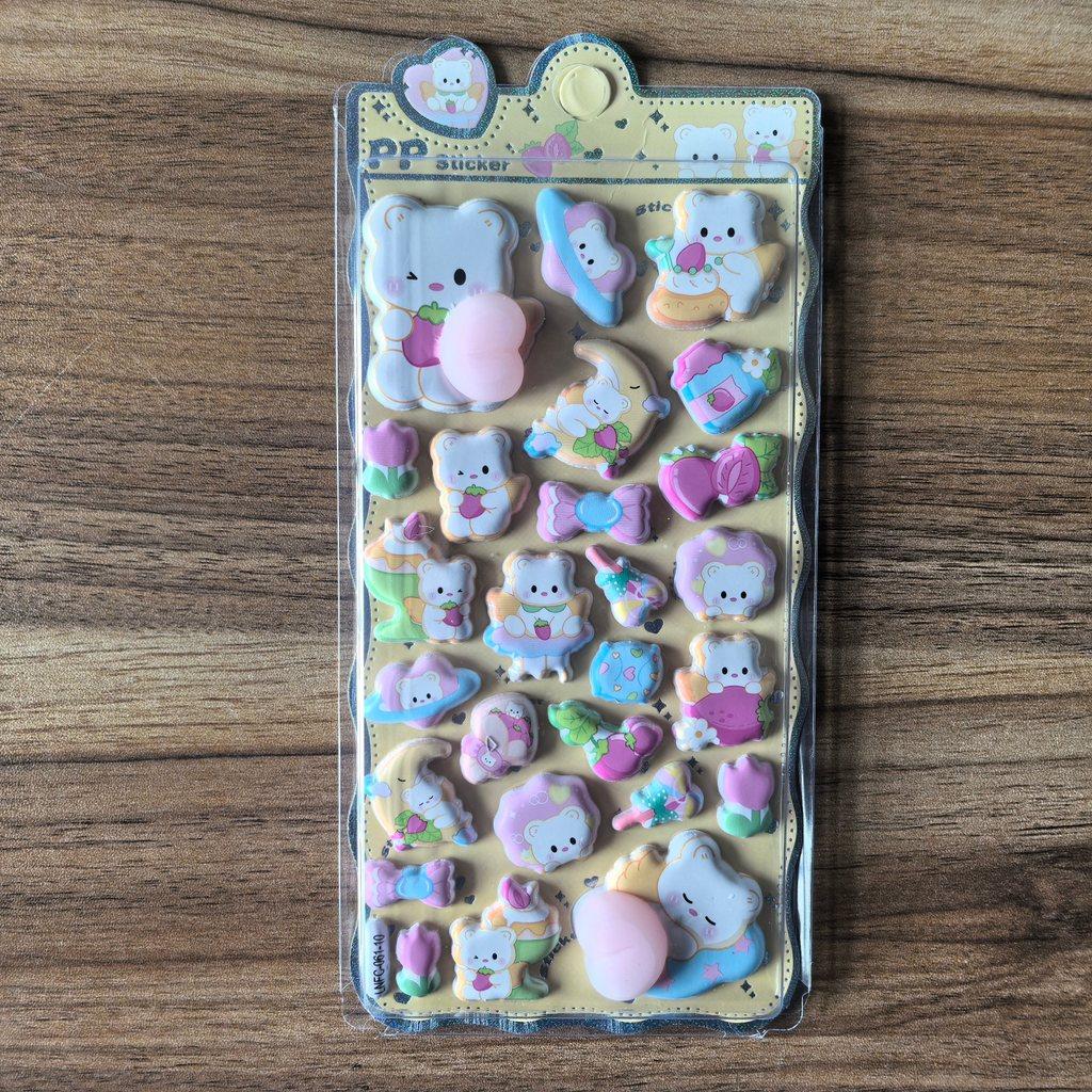 Cute Cartoon PP Sticker (1 Pcs) - 3D Embellishment for Planners, Device Decoration & Handcrafts BulingBulingStickers Store