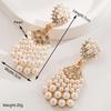 Geometric Floral Daisy Rhinestone & Pearl Long Earrings: Elegant & Versatile