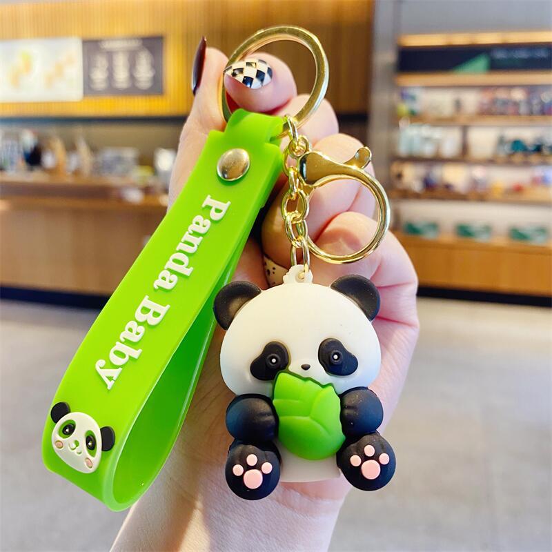 3D soft rubber cartoon cute little panda keychain doll gift keychain factory direct sales creative small gift