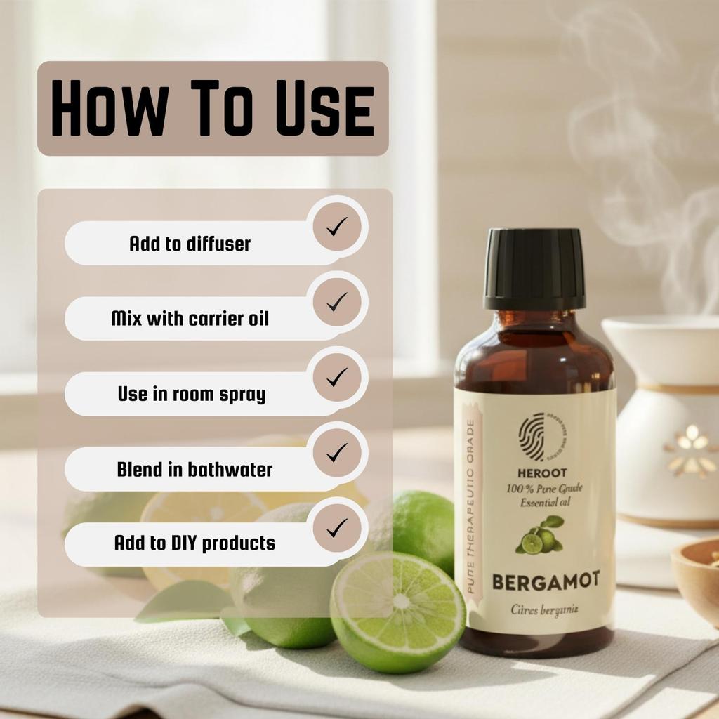 Olio Essenziale di Bergamotto – Olio Puro, Aroma Agrumato Fresco, Profumo Naturale per Diffusore