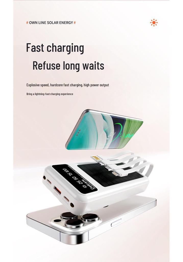 Solar-Powered 20,000mAh Power Bank with Large Capacity and Display – Ideal Holiday Gift