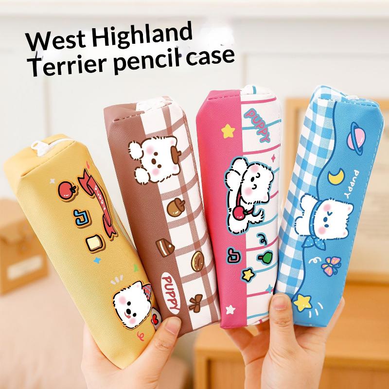 Cute Western Highland Pencil Case Student Portable Stationery Pen Box Cartoon Return To School Stationery Organizer Supplies