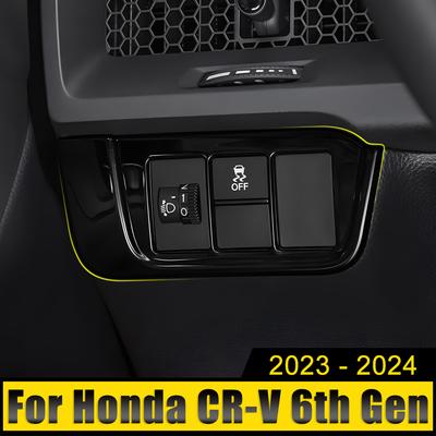Honda CR-V CRV 6 kartos 2023 2024 2025 hibridui ABS automobilio priekinių žibintų reguliavimo rankenėlės jungiklio dangtelio rėmelio apdailos lipduko priedai