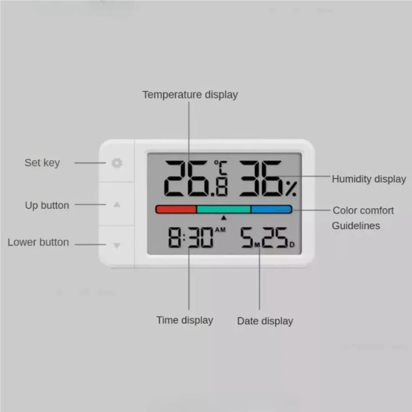 Intelligent Thermometer Hygrometer Meter Multi Function Clock Digital Display Weather Station Sensor for Home