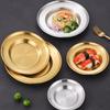 Round Kitchen Bar Tableware Cake And Fruit Snack Salad Plate Kitchen Accessories Stainless Steel Plate Camping Picnic Plate