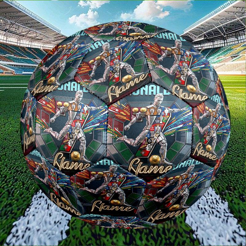 Custom Name Personalized Cristiano Ronaldo Print Size 5 Soccer Ball Training & Match Football, for Team, Kicking, Gift for Football Enthusiasts