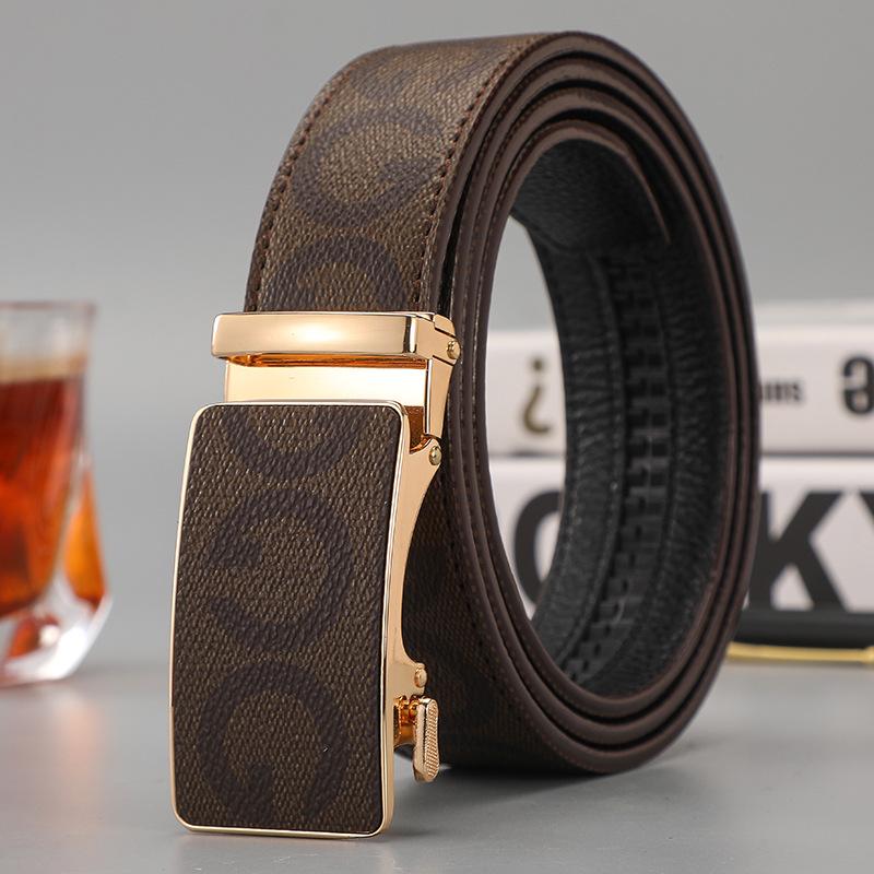 Men's Casual Patchwork Faux Leather Waist Belt with Letter Pattern