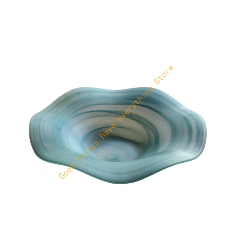 

Handmade Waved Glass Serving Dish Contemporary Appetizer Plate Transparent Tableware For Dining Decoration 55KF transparent зелений