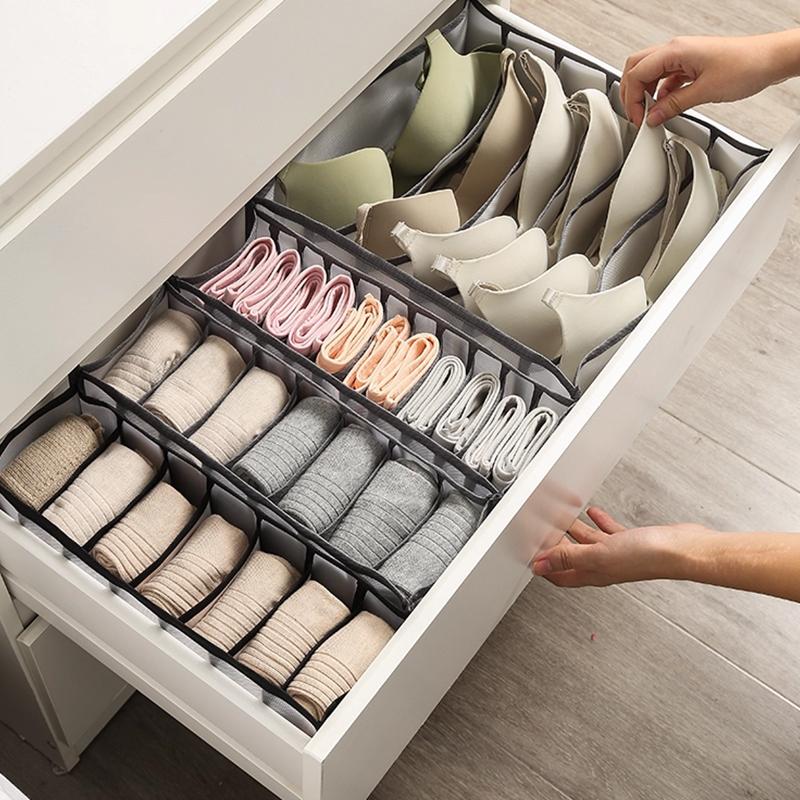Scatola portaoggetti in tessuto pieghevole multifunzione stile cassetto per biancheria intima e calzini