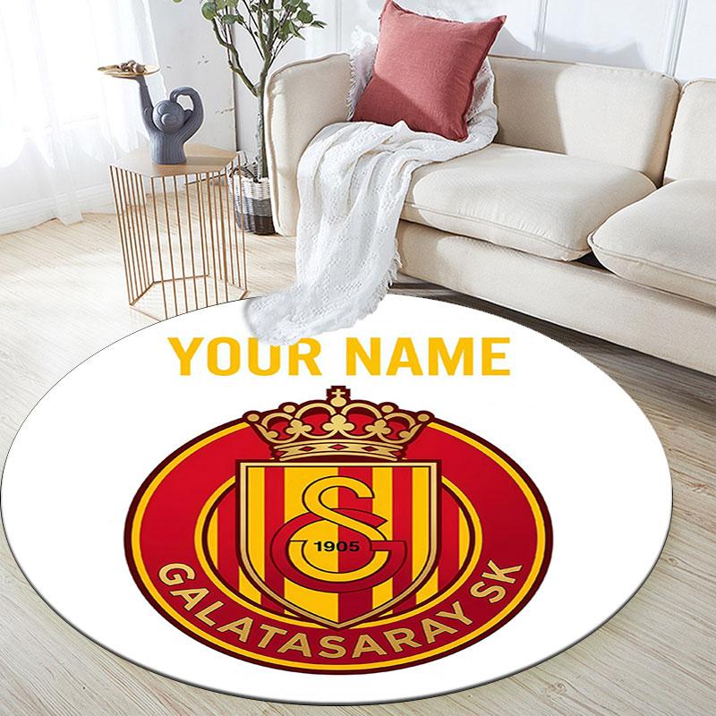 Custom Name,Galatasaray S.K pattern round rug,Carpet Rug for Living Room Bedroom Playroom ,Non-slip Floor Mat,Holiday Gifts and Birthday Gifts.