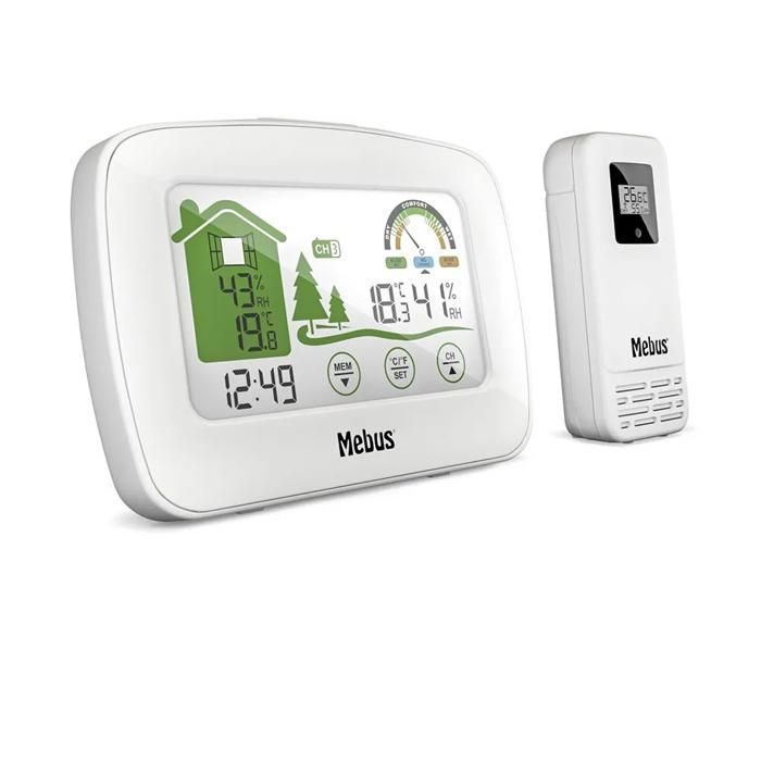 Station Météo - MEBUS - 40903 - Capteur Extérieur - Thermomètre/Hygromètre - Blanc