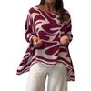 Damen lockere lässige Chiffonbluse Langarm bedruckt Oversized Tunika Top Leichtes atmungsaktives Gewebe Bequeme Passform