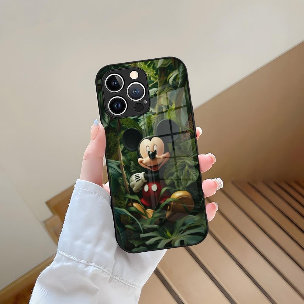 Mickey Mouse Phone Case Tempered Glass For iPhone 13 15 14 12 11 Pro Max Plus Mini X XR XS 8 7 6s SE2020 Coque