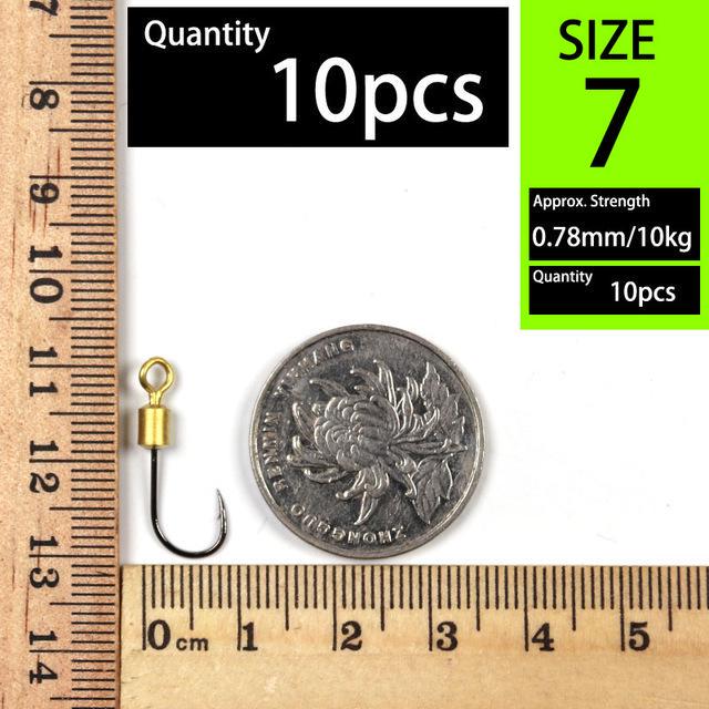 

Bimoo 10шт Вращающийся рыболовный крючок с поворотным высокоуглеродистой сталью #7