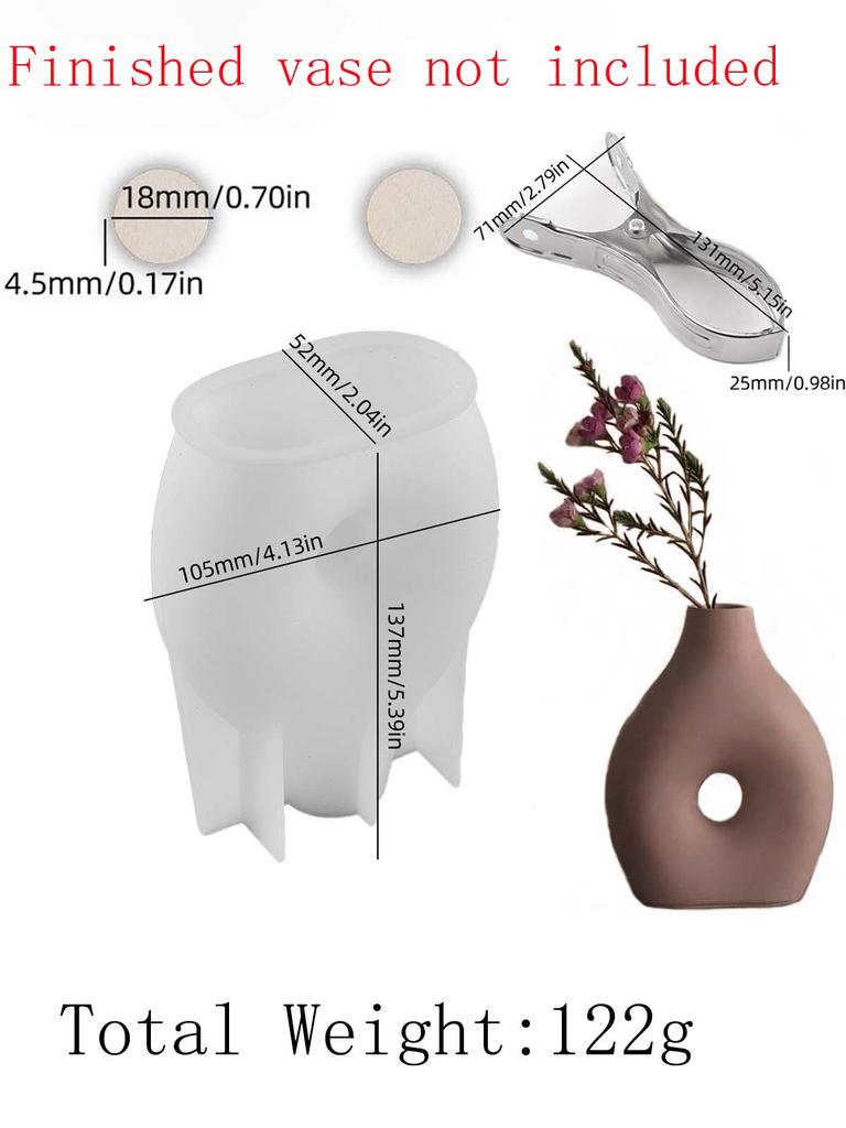 Simple Vase Silicone Mold DIY Donut Shape Flower Pot Plaster Table Ornaments Flower Arrangement Planter Craft Casting Molds