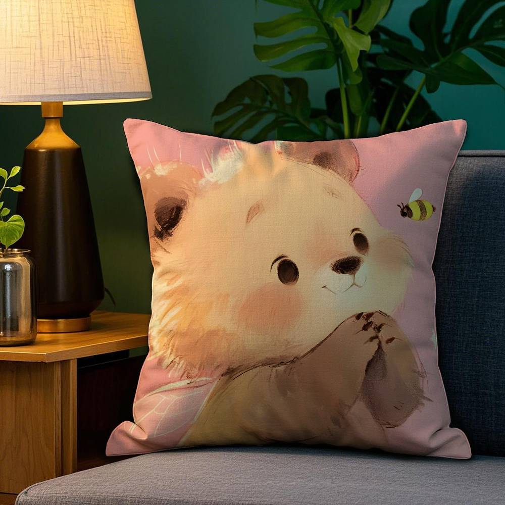 Uroczy Towarzysz Dzieci Pluszowa Pościel z Misiami Miękka Dwustronny Nadruk Poduszka Dekoracyjna do Domu