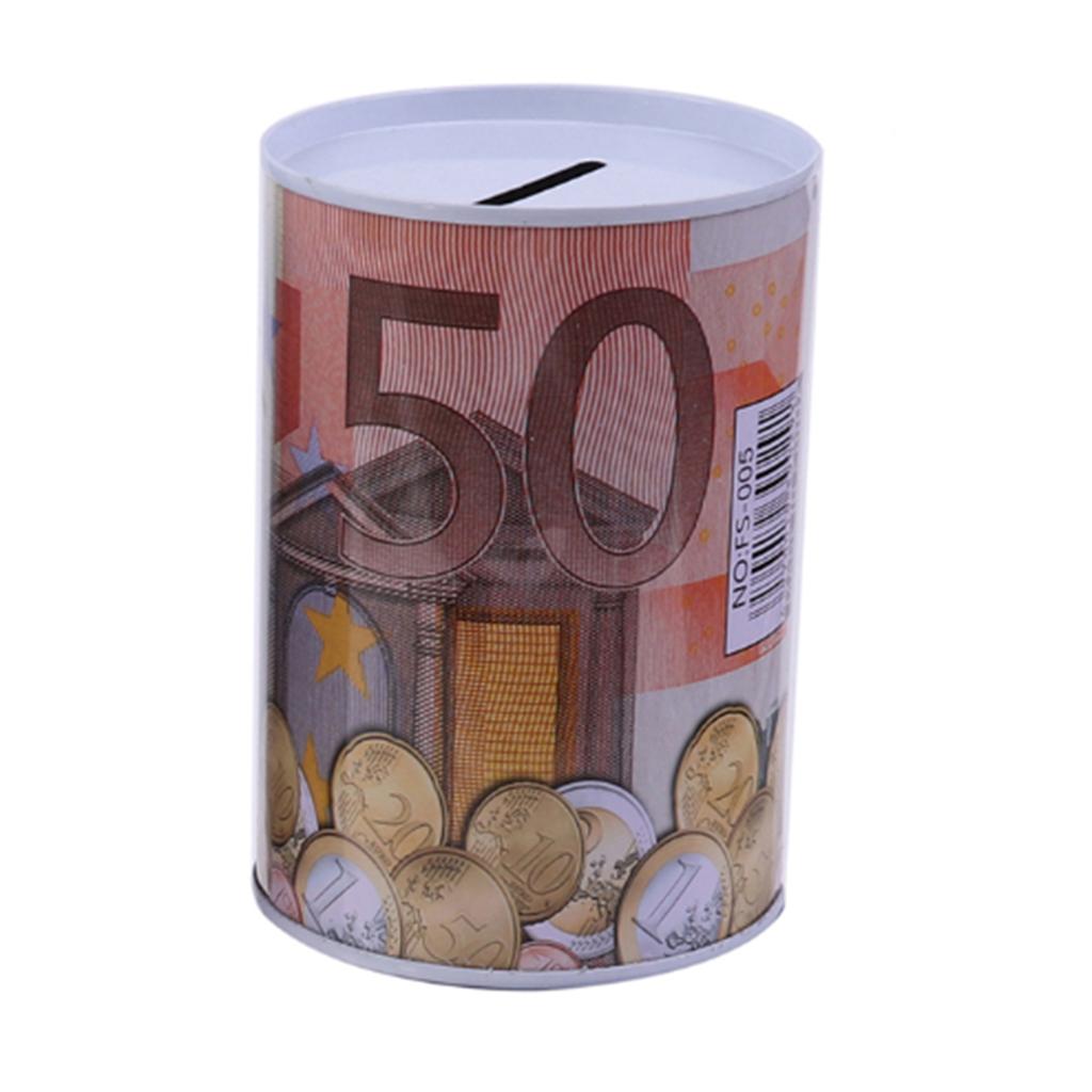 Cute EURO Coin Bank Money Box Durable Safe Metal Piggy Bank for Collecting Cash Saving Box