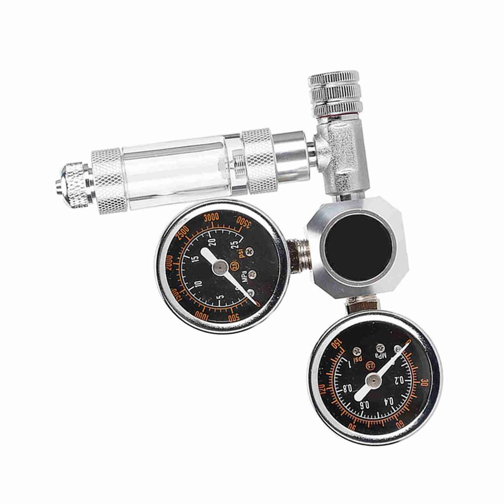 CO2 Regulator Aquarium Dual Gauge Display with Bubble Counter and Check Valve