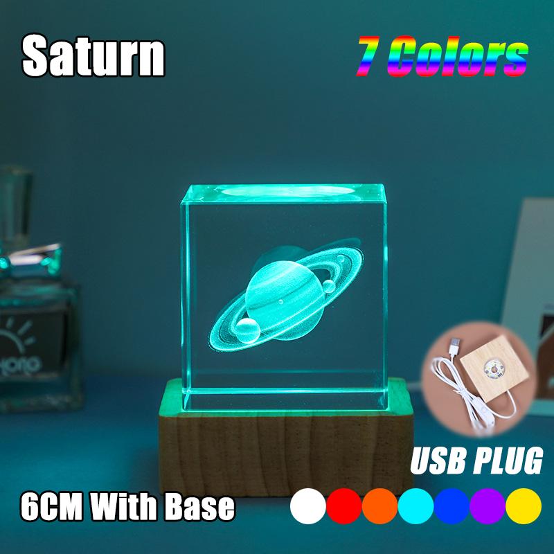 

4 см светящийся кристалл куб настольная лампа ночник 3D светодиодный звездный квадратный стеклянный декор для спальни романтический детский свадебный подарок на день рождения