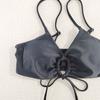 New Multi-color Solid Color Lace-up Neck Bow Split Swimsuit Female Sexy Bikini