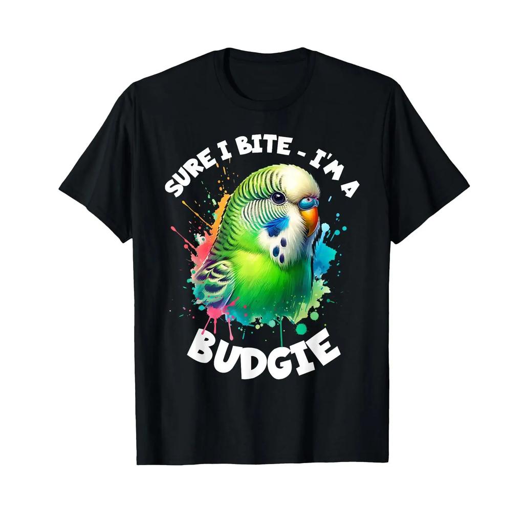 Funny Budgie Budgerigar Design T Shirt Vintage Versatile Slightly Fashion Stretched Top For Everyday Wear