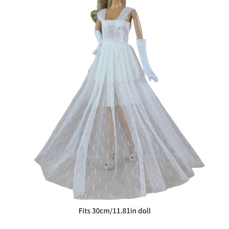 Formal Doll Clothing Accessory for Around 30 Cm Dolls, Tulle Gown Outfit for Shelf Display, Styling, and Photo Use