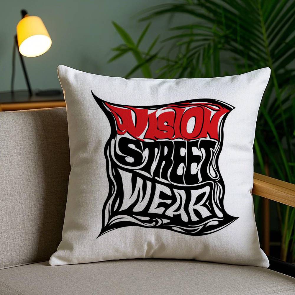 V-Vision S-Street W-WearS Pillow Case Office Sofa Dorm Chair Back Short Plush Double-sided Printing Home  Cushion Cover