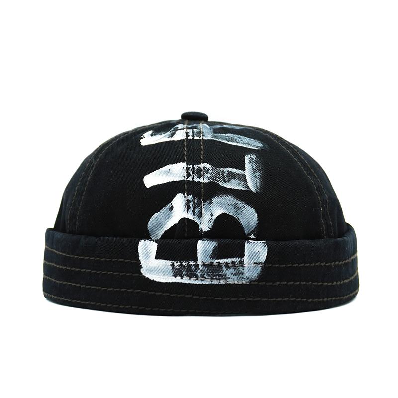Letter Printing Docker Cap Without Visor Adjustable Brimless Caps Vintage Beanie Hat Retro Cotton Street Cool New Style Hip Hop
