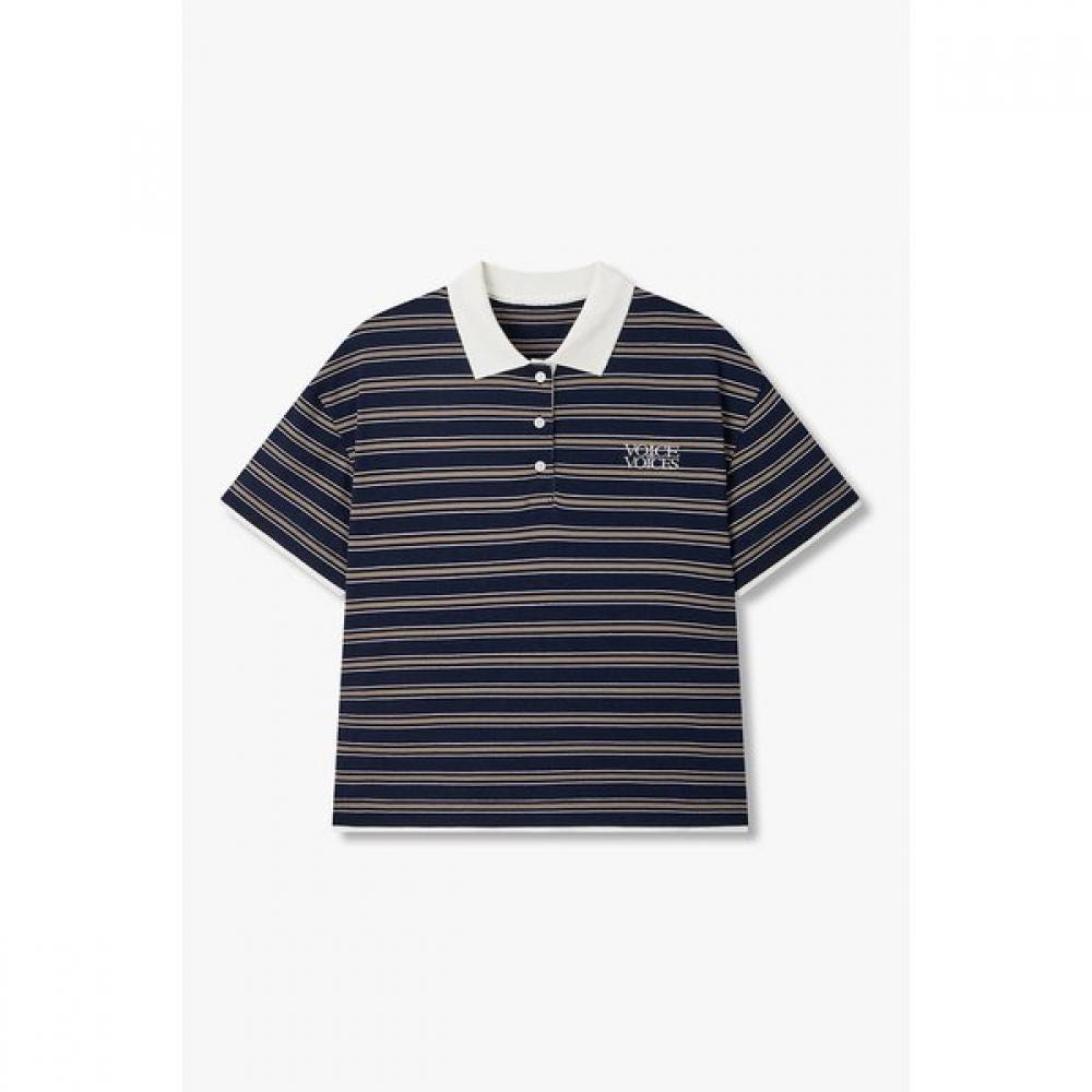 Vov Woven Mix STripe Collar T shirT 7156340005
