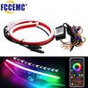 LED Car Drl Daytime Running Lights Flexible Super Bright RGB APP Control Turn Signal Light Headlight Decorative Lamp Strip 12v