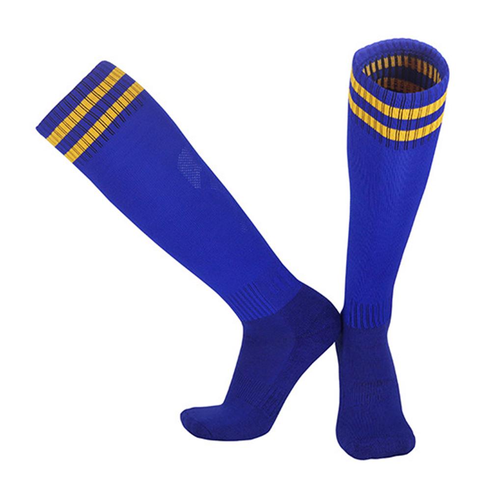 

LINGTU 1 Pair Stripe Knee High Soccer Socks Slip-Proof Sports Socks for Adults, L Size, 39-44 Blue and Yellow