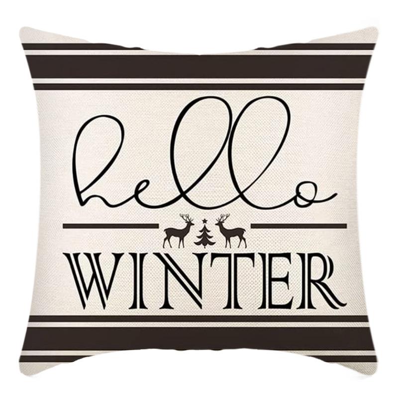 New Christmas Pillowcase Letter Linen Print Home Sofa Pillowcase Bedside Pillowcase