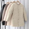 Autumn and Winter New Light and Thin Down Jackets Medium and Long Women's Light and Slim White Duck Down Thin Liner Large Size Coat