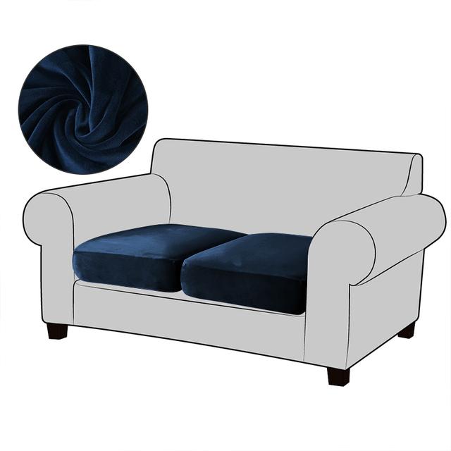 White Velvet Sofa Seat Cushion Cover Elastic For Living Room Corner Couch Cover Stretch Sofas Case Seat Slipcover 1 2 3 4 Seater for Home
