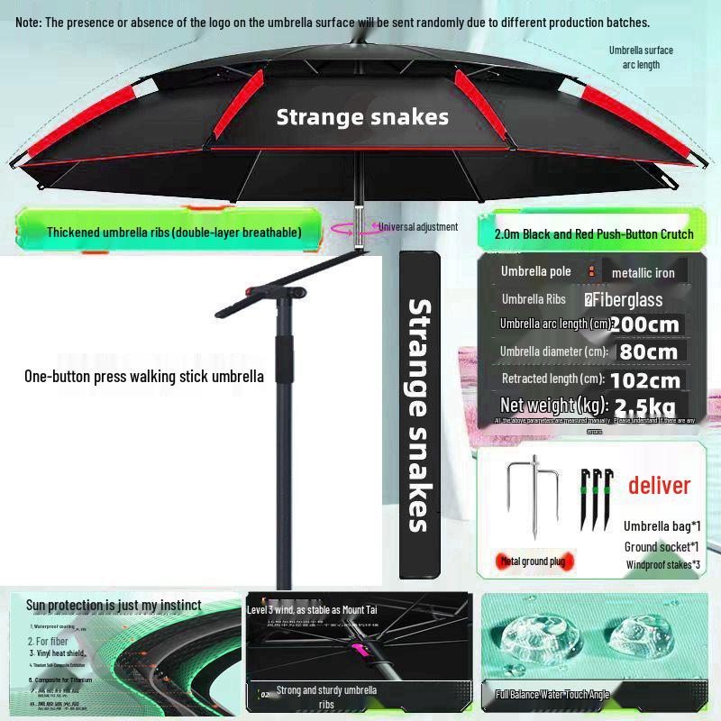 2025 Stainless Steel Large Fishing Umbrella: Thickened Double Layer Sun Protection