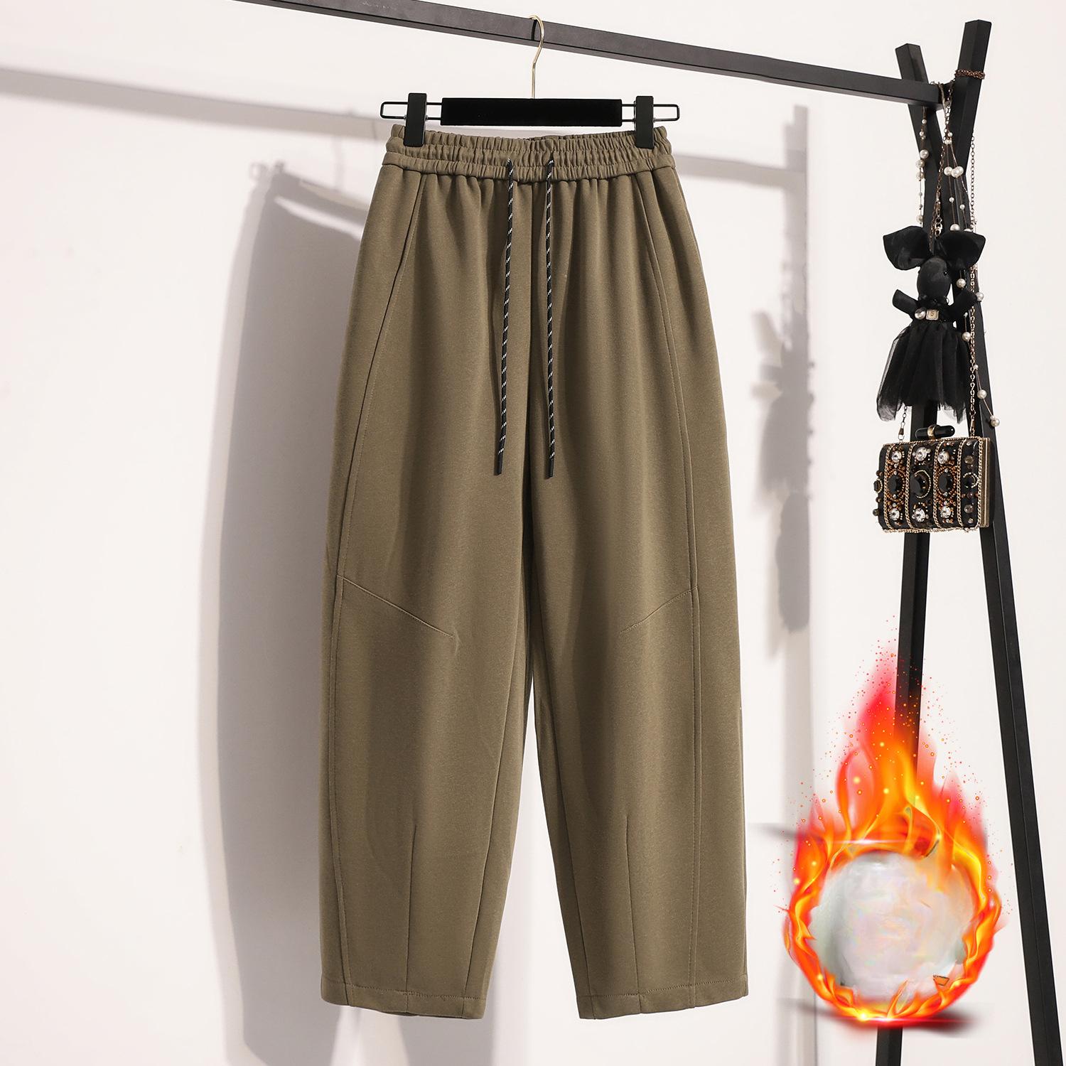 

Эластичный пояс на шнурке, новые зимние бархатные и тонкие универсальные утолщенные брюки-харлан 2XL