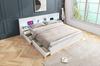 Double bed 180*200cm, with USB port, LED lighting and socket, controllable via mobile app, 2 nightstands, with drawer storage, without mattress, white
