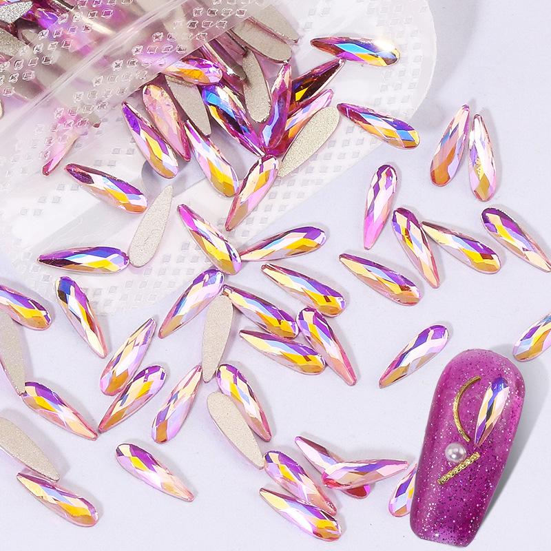 Aurora Pink Symphony Ab Nail Drill Flat Bottom Special-Shaped Nail Drill Nail Drill Diy Jewelry Accessories