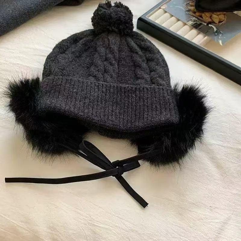 Dongdaemun Winter Ear Protection Knitted Hat Ear Bag Retro Windproof Warm Hat Women Versatile Korean Designer