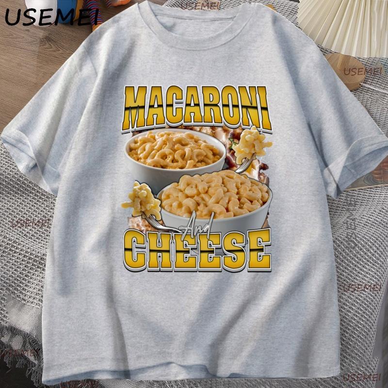 Macaroni Cheese Rap Vintage Graphic TShirt Funny Retro Food Lover Tshirt 90s Aesthetic Trendy Y2K Streetwear Tees Clothes