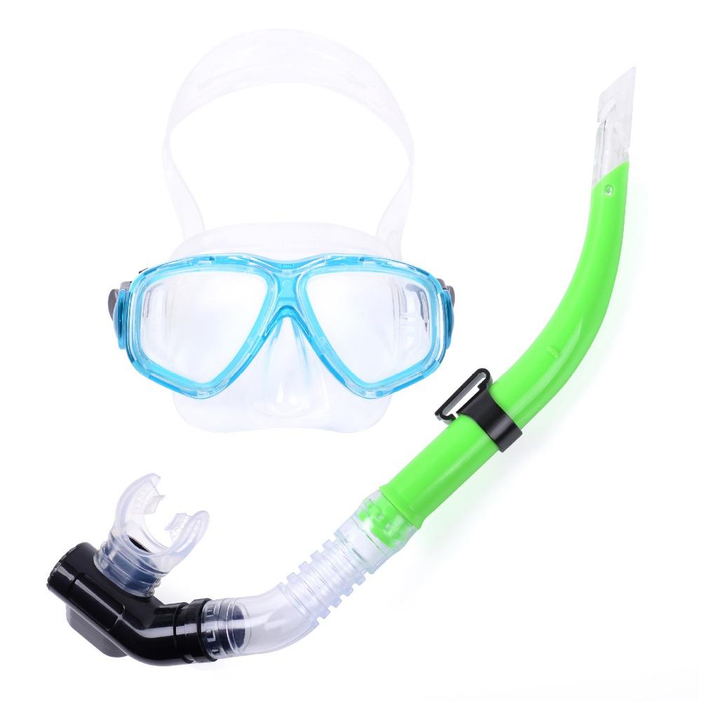Silicone mouth bite, large vision mask, diving goggles set.